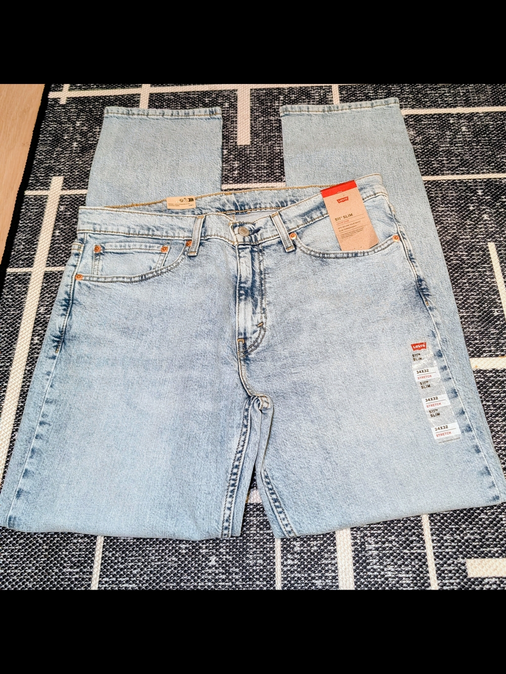 Levi's 511 Slim Men's Light Blue Relaxed Straight Jeans 34x32